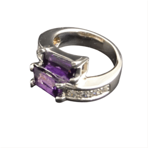 Anello argento con zirconi e ametista