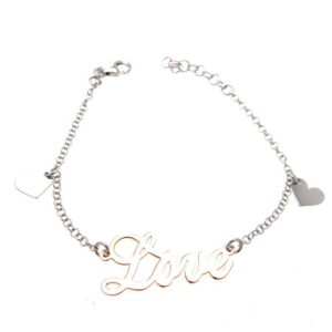 Bracciale argento con scritta 'LOVE' rosè - immagine 1