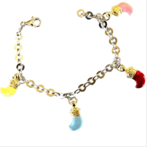 Bracciale argento con ciondoli portafortuna - immagine 1