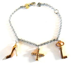 Bracciale acciaio e con ciondoli bronzo - immagine 1