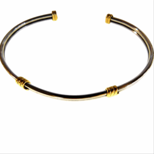 Bracciale rigido acciaio e oro - immagine 1