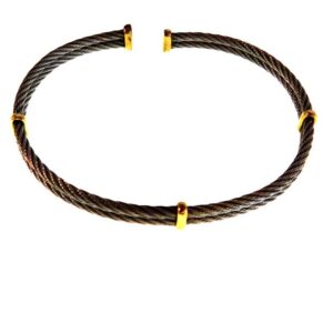Bracciale rigido acciaio e oro - immagine 1