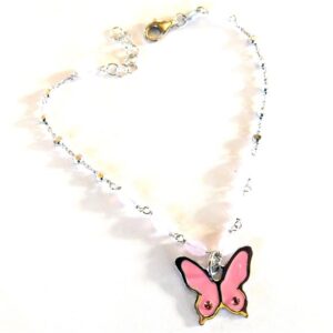 Bracciale argento con pietre e farfalla rosa - immagine 1