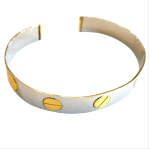 Bracciale rigido acciaio e oro - immagine 1