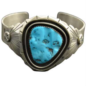 Bracciale rigido argento e turchese - immagine 1