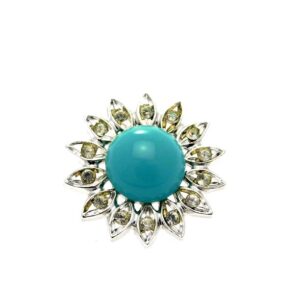 Ciondolo fiore con zirconi e turchese - immagine 1