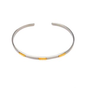 Bracciale rigido acciaio e oro - immagine 1