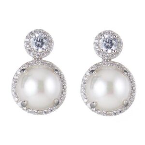 Orecchini argento con zirconi e perle - immagine 1