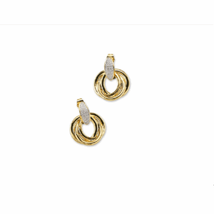 Orecchini in ottone, finitura in oro 18kt e zirconi. - immagine 1