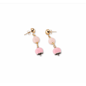orecchini con campanelle giada rosa - immagine 1