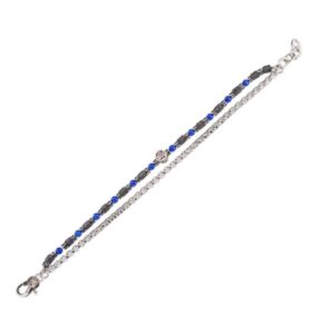Bracciale in acciaio con agata blu - immagine 1