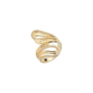 Anello ottone fin.oro zirconi - immagine 1