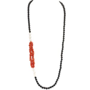 Collana argento perle corallo - immagine 1