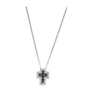 Collana argento croce zirconi neri - immagine 1