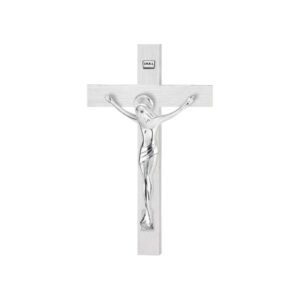 Cristo resina argentato su croce - immagine 1