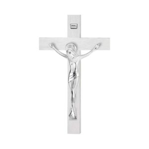 Cristo resina argentato su croce - immagine 1
