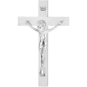 Cristo resina argentato su croce - immagine 1