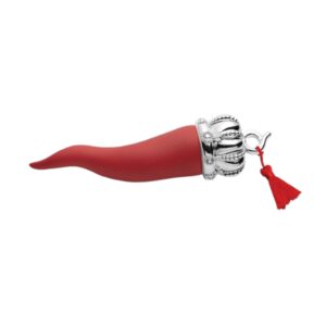Corno rosso resina corona argento - immagine 1