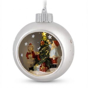 Sfera argento con led alberello - immagine 1